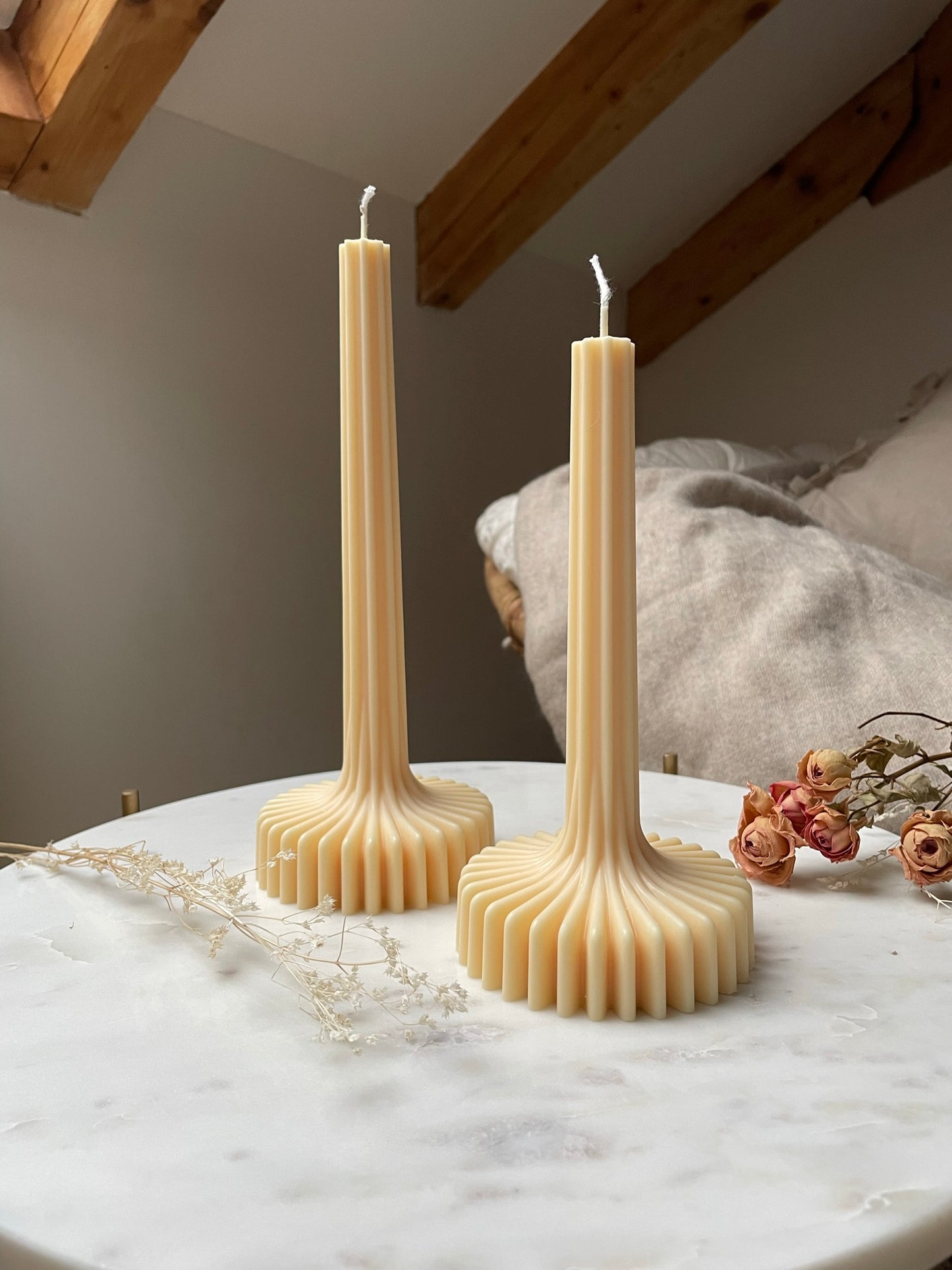 Bougie "chandelle cannelée"