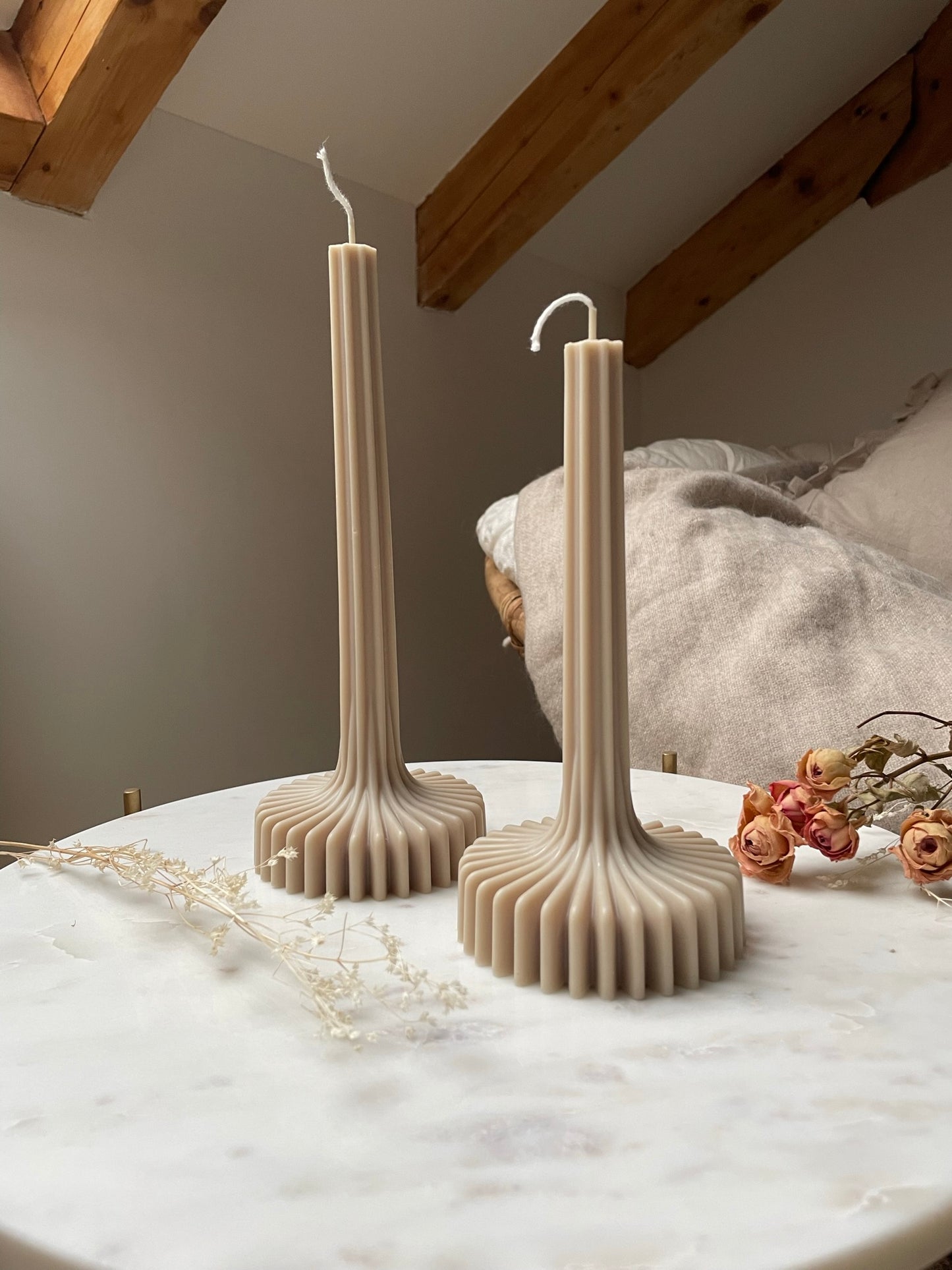 Bougie "chandelle cannelée"